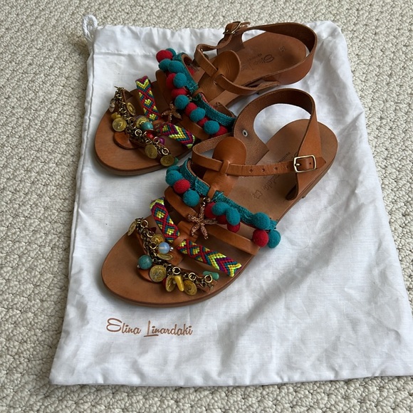 Like new! Vintage Elina Linardaki festive sandals size 8/38 with dustbag! - Picture 8 of 8